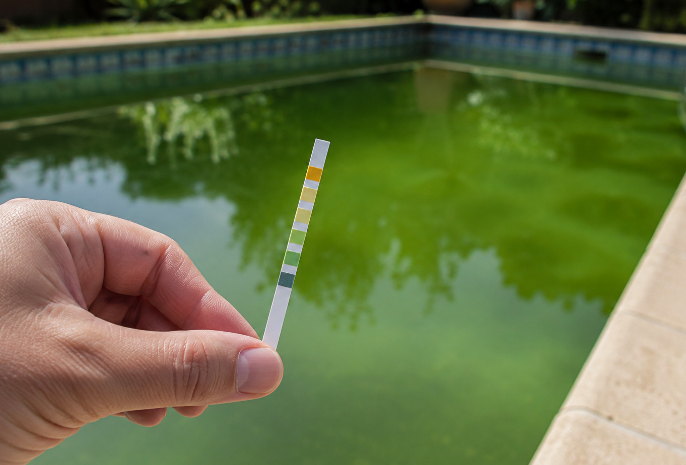 Análisis del agua turbia de una piscina