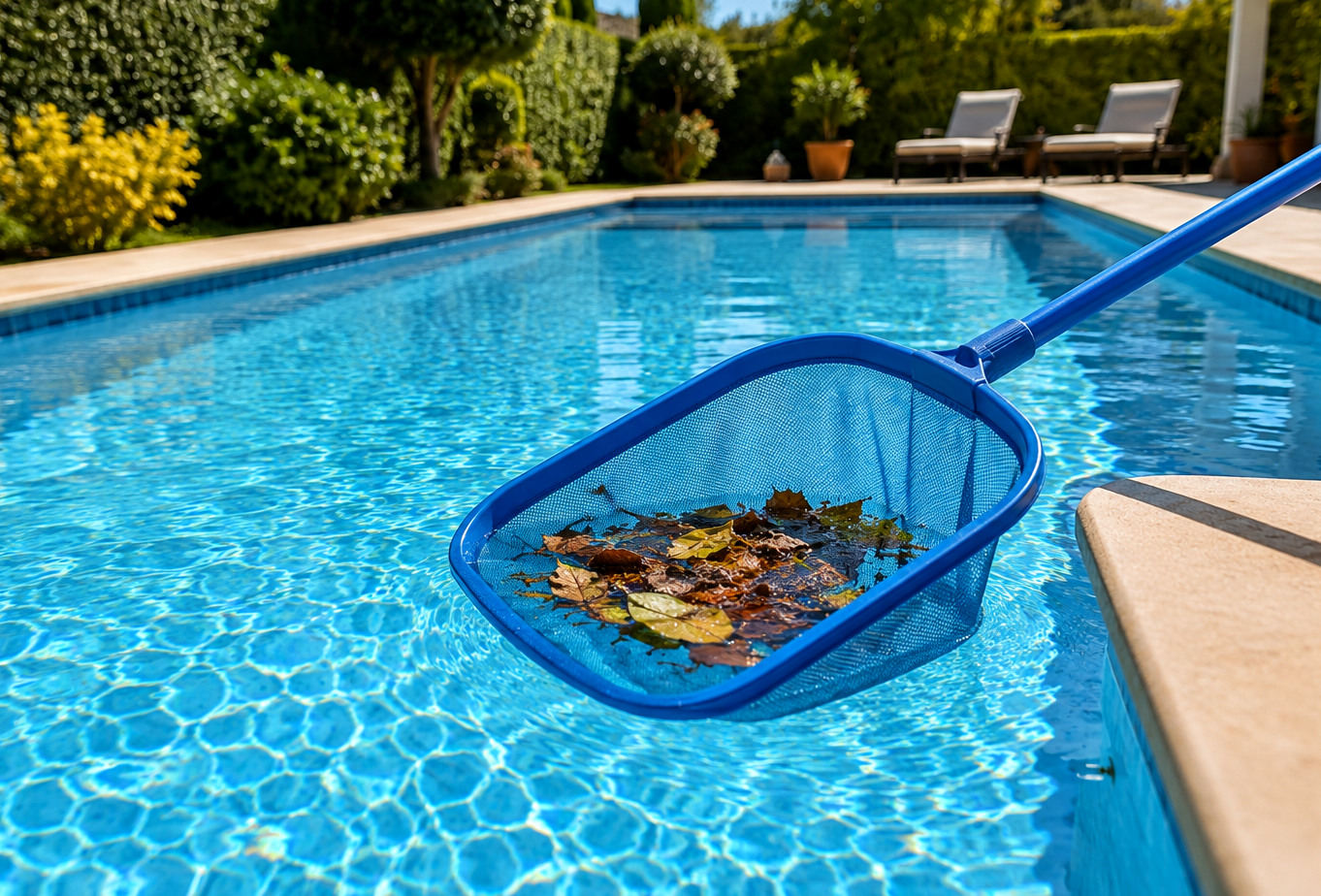 Limpieza suave de la línea de agua de una piscina