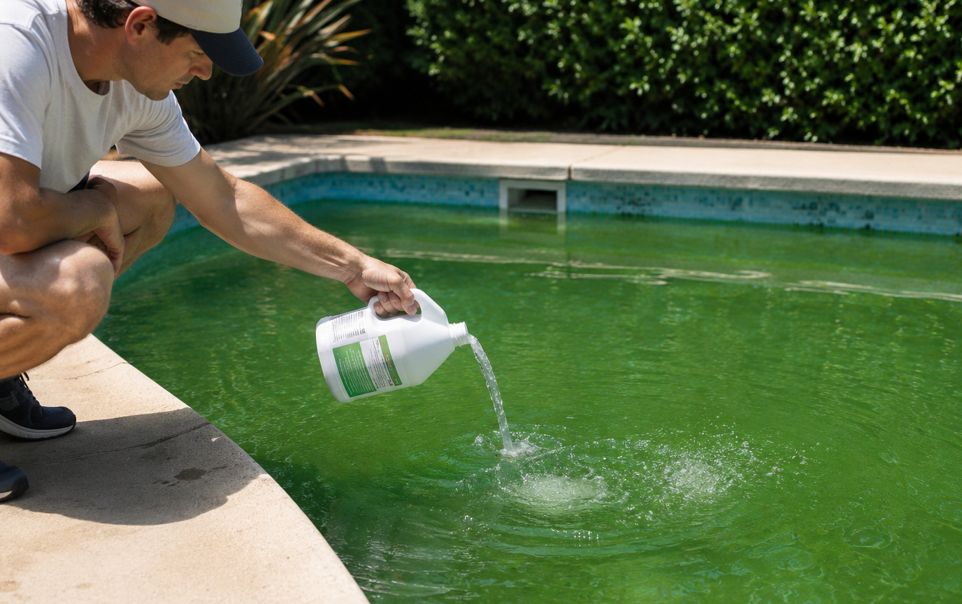 Aplicación controlada de producto para clarificar una piscina