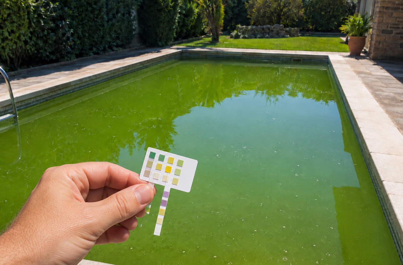 Partículas finas en una piscina antes de utilizar clarificador