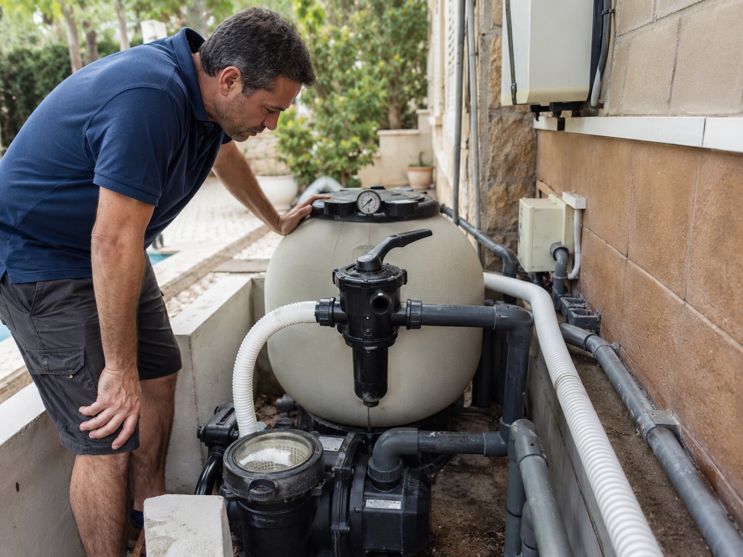 Proceso de limpiar piscina después de calima