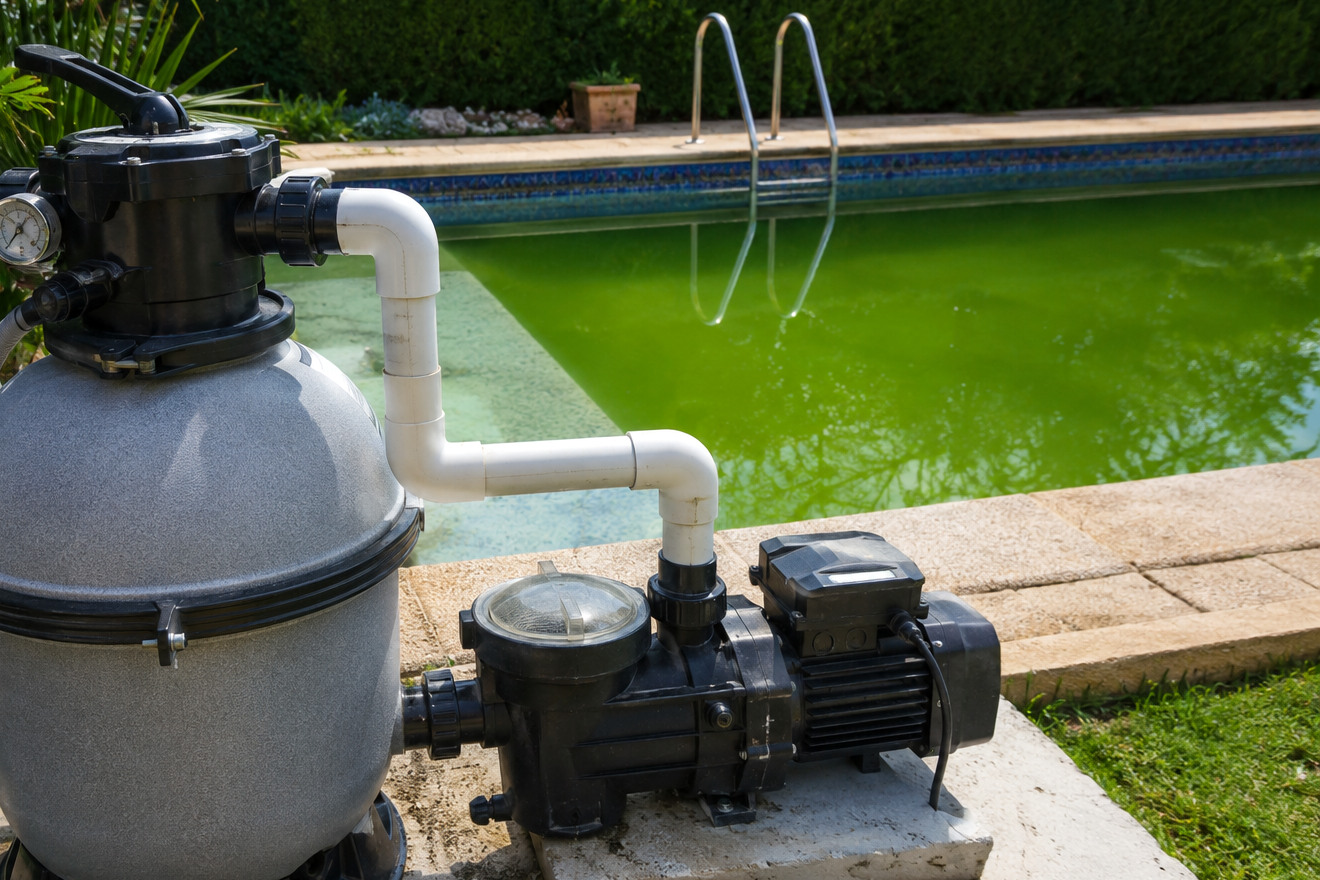 Sistema de filtro trabajando con agua turbia