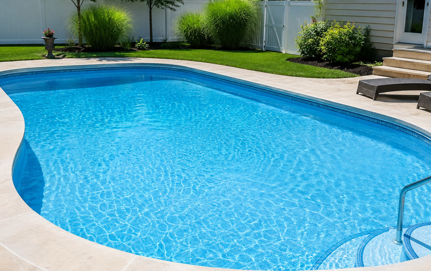 Piscina residencial durante el control químico del agua