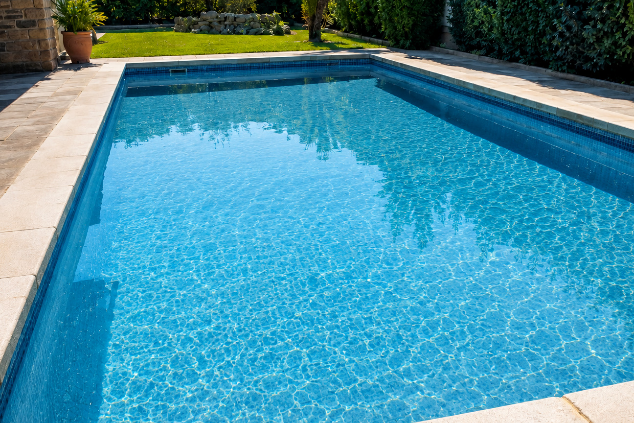 Piscina transparente después de corregir la turbidez
