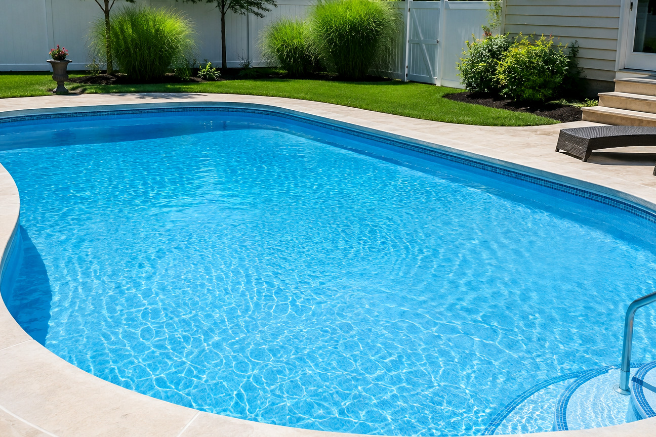 Piscina limpia después de eliminar depósitos de cal