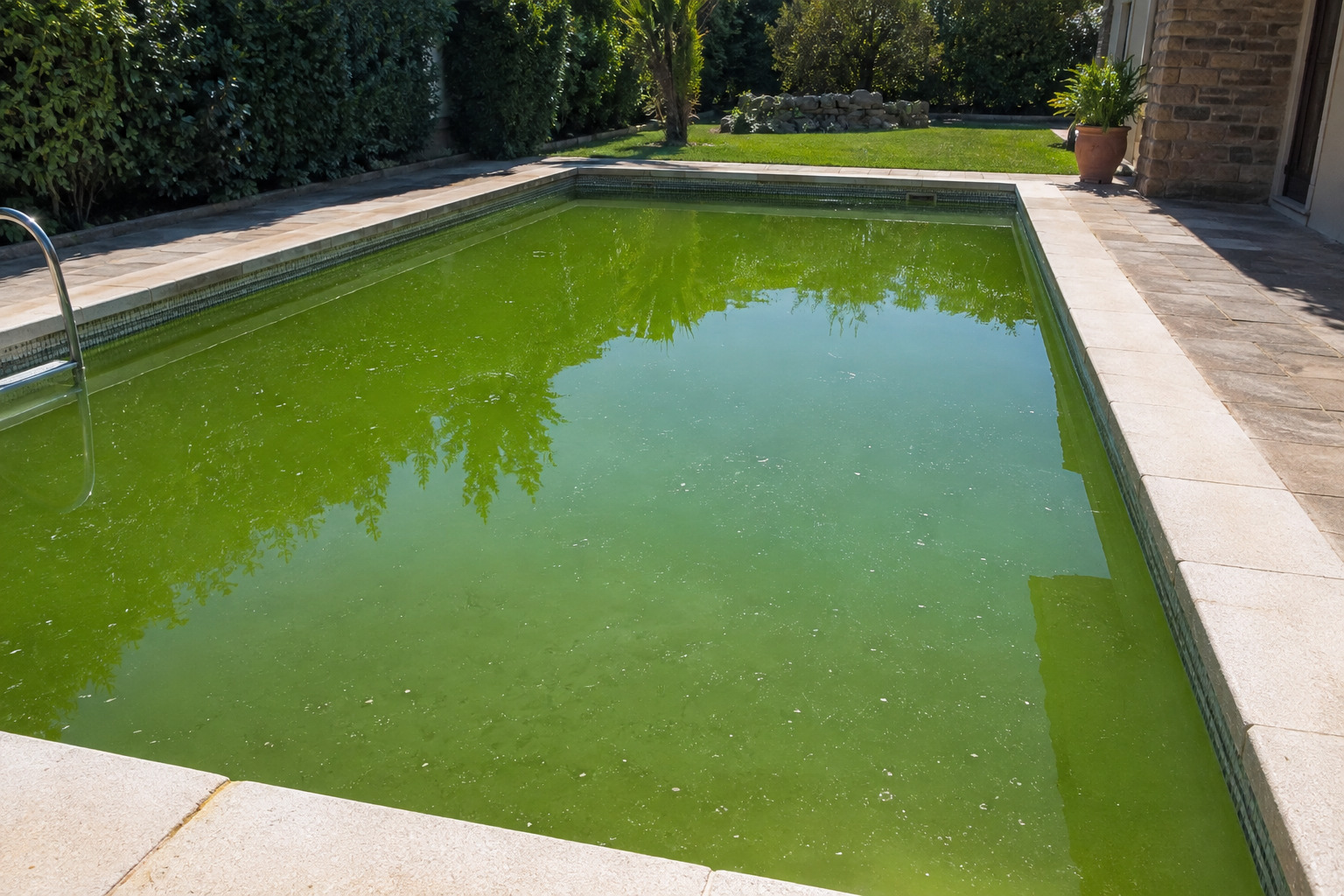 Piscina residencial donde se aplican medidas para ahorrar agua
