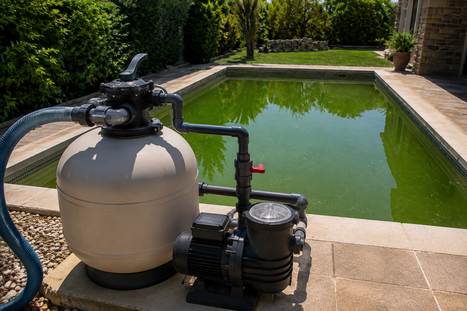 Filtro de piscina preparado para una limpieza de mantenimiento
