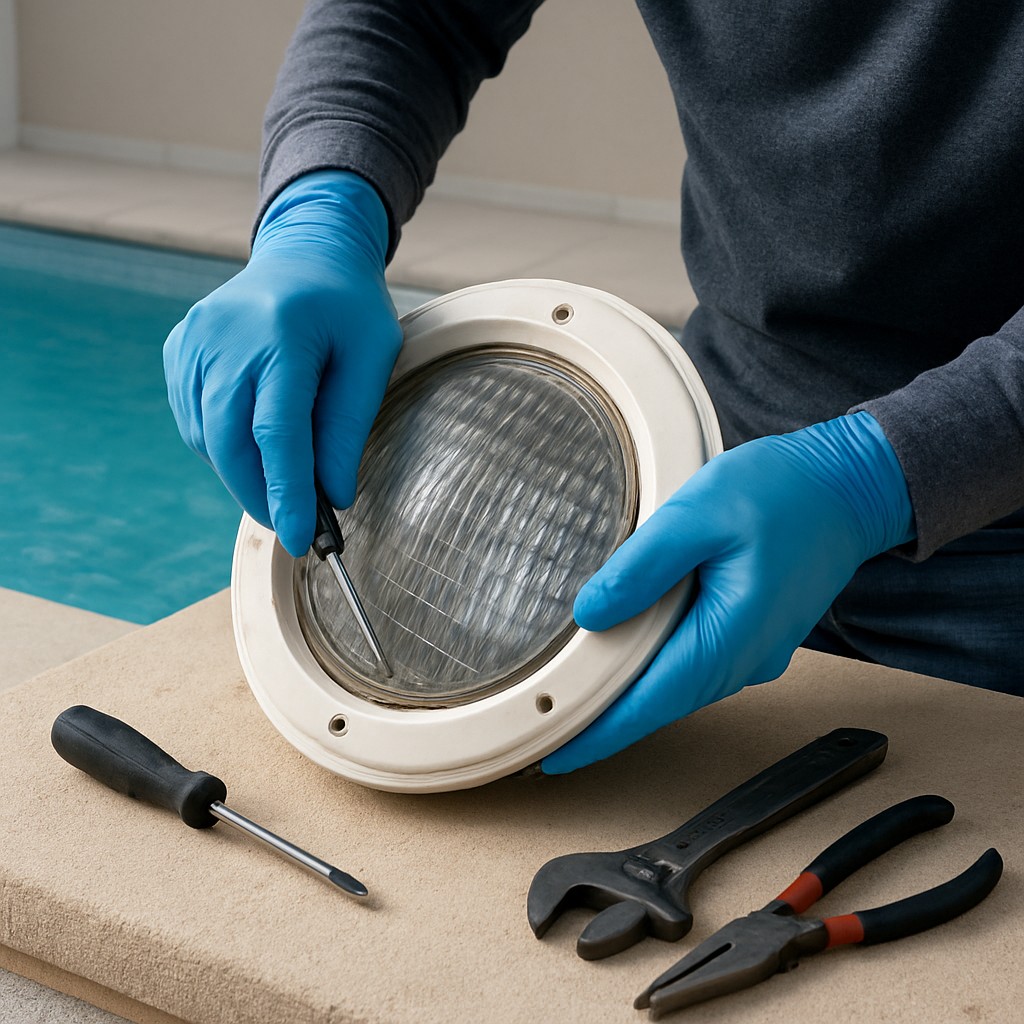 cambiar el foco de una piscina de forma segura