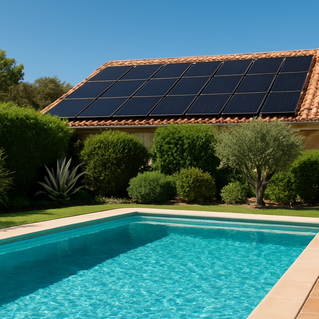 paneles solares para calentar una piscina