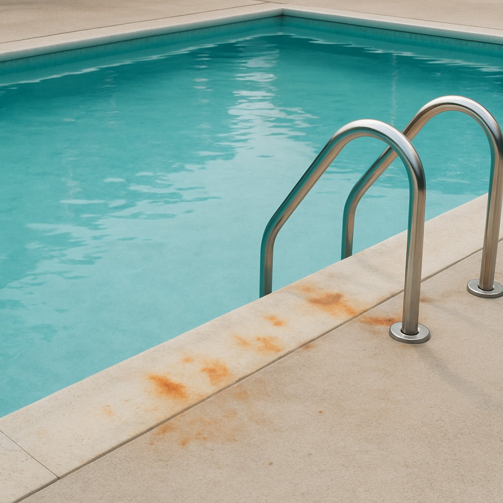 quitar manchas de óxido en una piscina